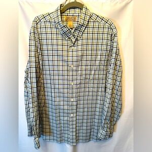 Duluth Trading Co. Men’s XL White Green Blue Plaid Long Sleeve Button Down Shirt